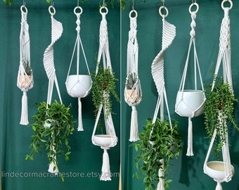 Macrame Plant Hanger Set: Boho Style, Indoor Garden Decor