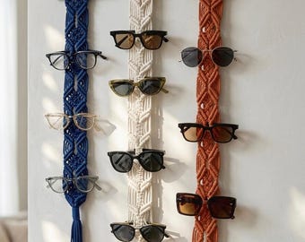 Handgemaakte zonnebrilhouder, muur zonnebril display, hangende lenzenvloeistof organisator, boho lenzenvloeistof opslag, cadeau voor hem, kerstcadeau voor haar
