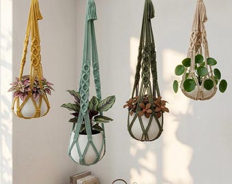 Maceta grande de macramé: decoración bohemia minimalista