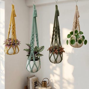 Large Macrame Plant Pot Hanger: Minimalist Boho Decor