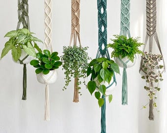 Handmade Macrame Plant Hanger with Tassel, Boho Home Decor