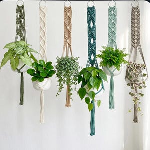 Handgemachte Makramee Blumenampel mit Quaste, Boho Home Decor