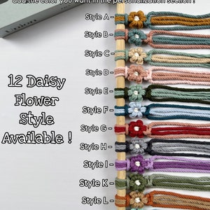 Garayma Boho Daisy Wall Decor Set Of 6 - Woven Macrame Cotton Rope Flower Hanging For Bedroom, Nursery, Living Room