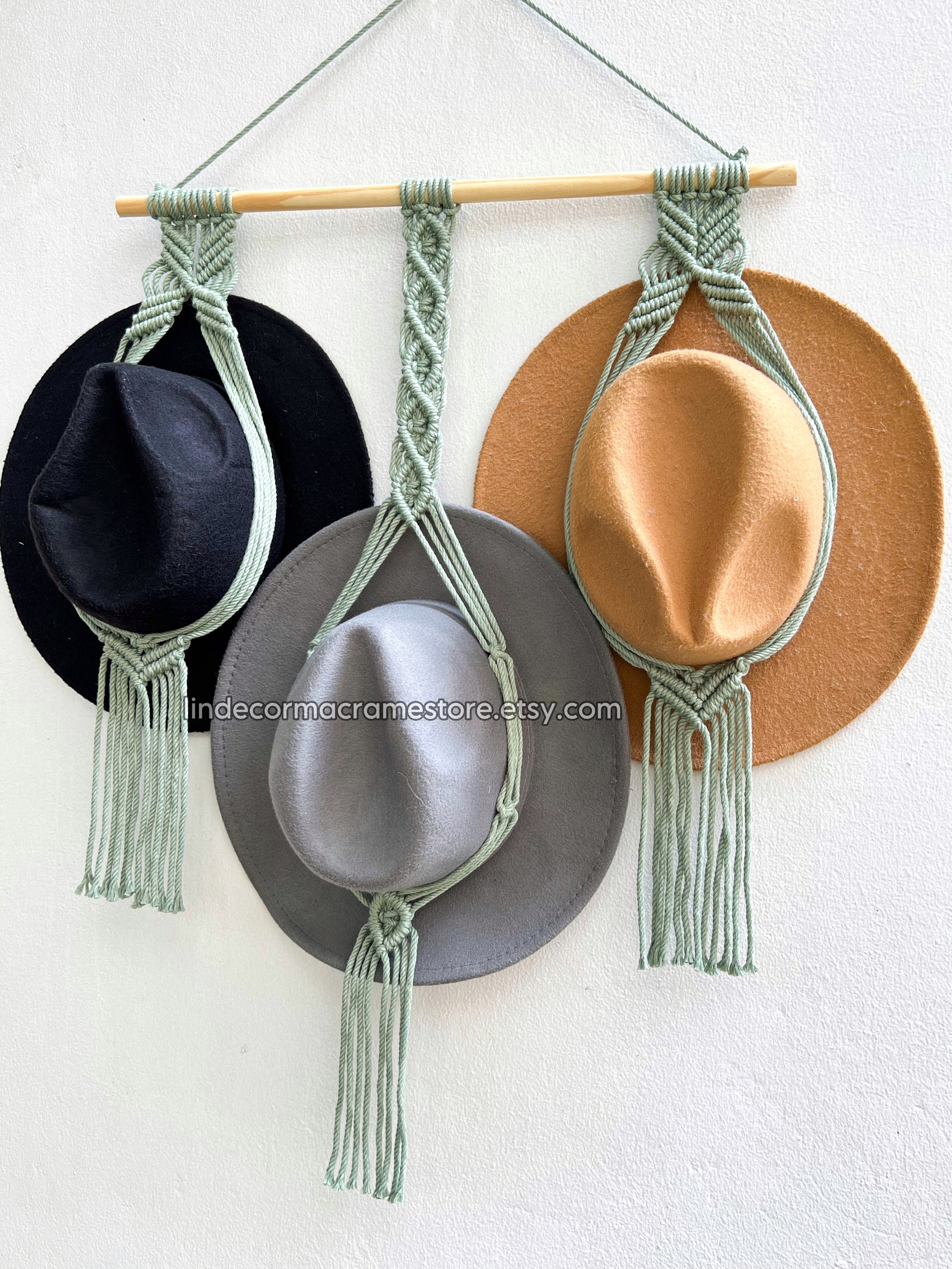 POTRUWE Cintres Muraux En Macramé Pour Chapeaux De Ballons, Organiseur De Chapeaux En Macramé Pour Décoration Et Affichage, Porte-chapeaux De Style Bohème Fait à La Main (90 Cm