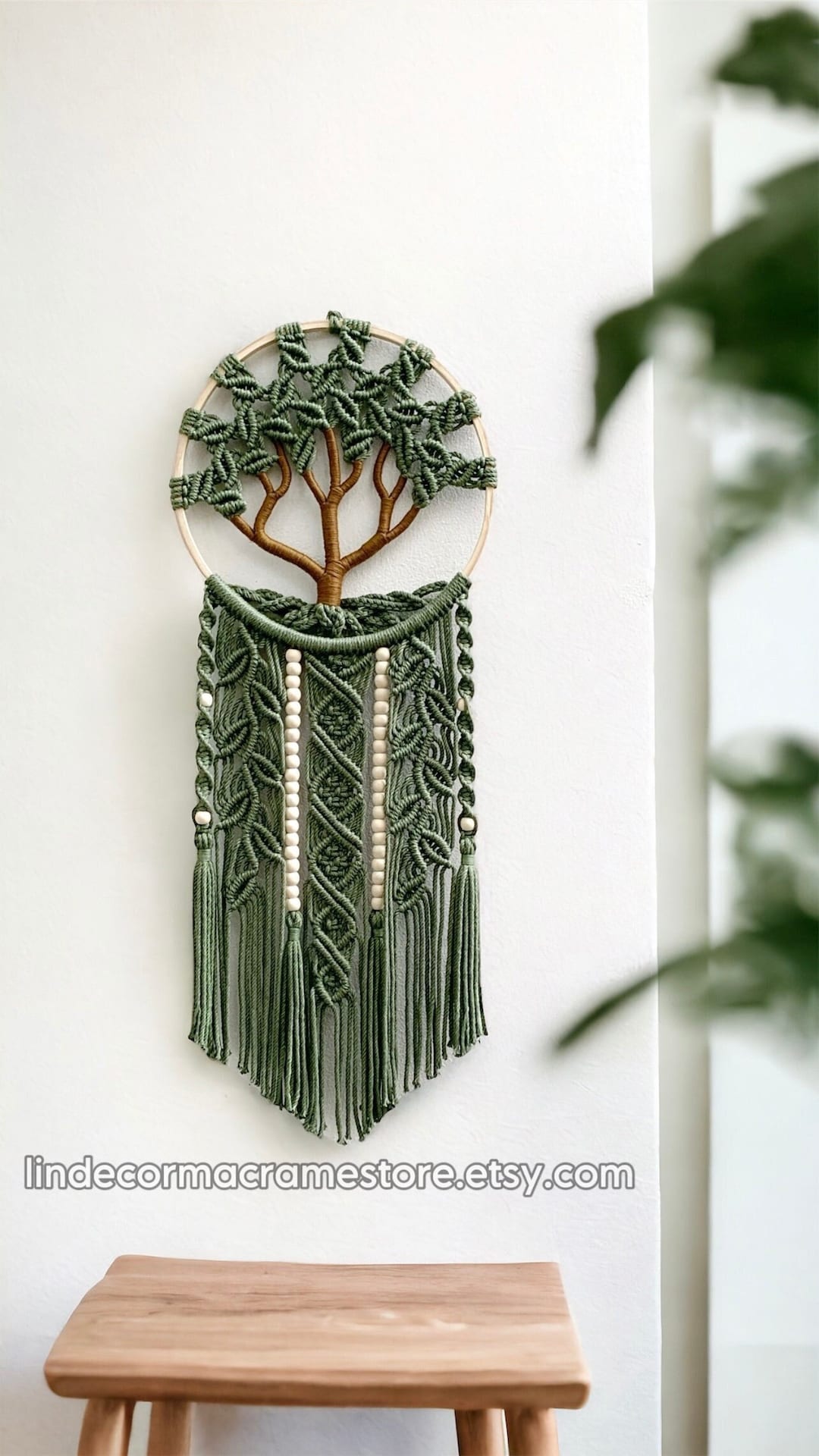 Large Macrame Tree of Life: Boho Green Leaves Wall Hanging - Etsy