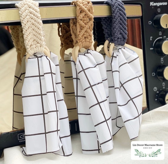 Macrame Towel Hanger, Oven Door Towel Kitchen Hanging, Kitchen Towel Holder,  Hand Towel Holder, Kitchen Accessories Decor, Tea Towel Holder 