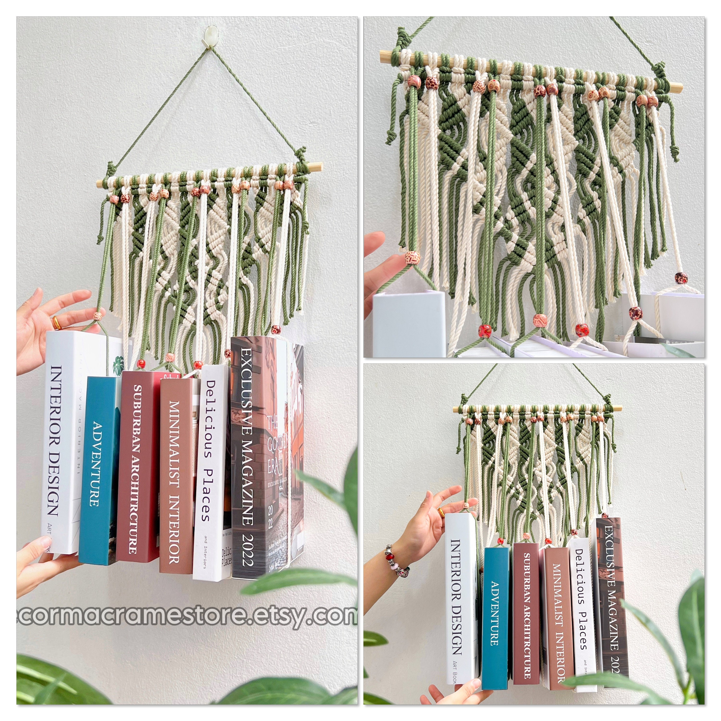 Macrame Book Hanger // Hanging Book Shelf // Book Holder – Corries