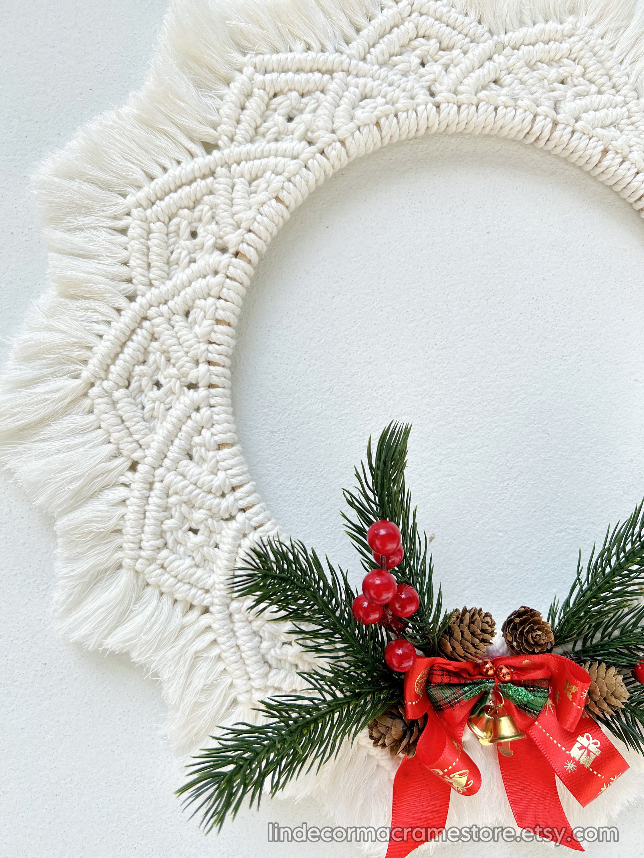 Couronne De Noël Artificielle 30cm - Déco Porte/Mur/Cheminée - Fruits Rouges/Dorés