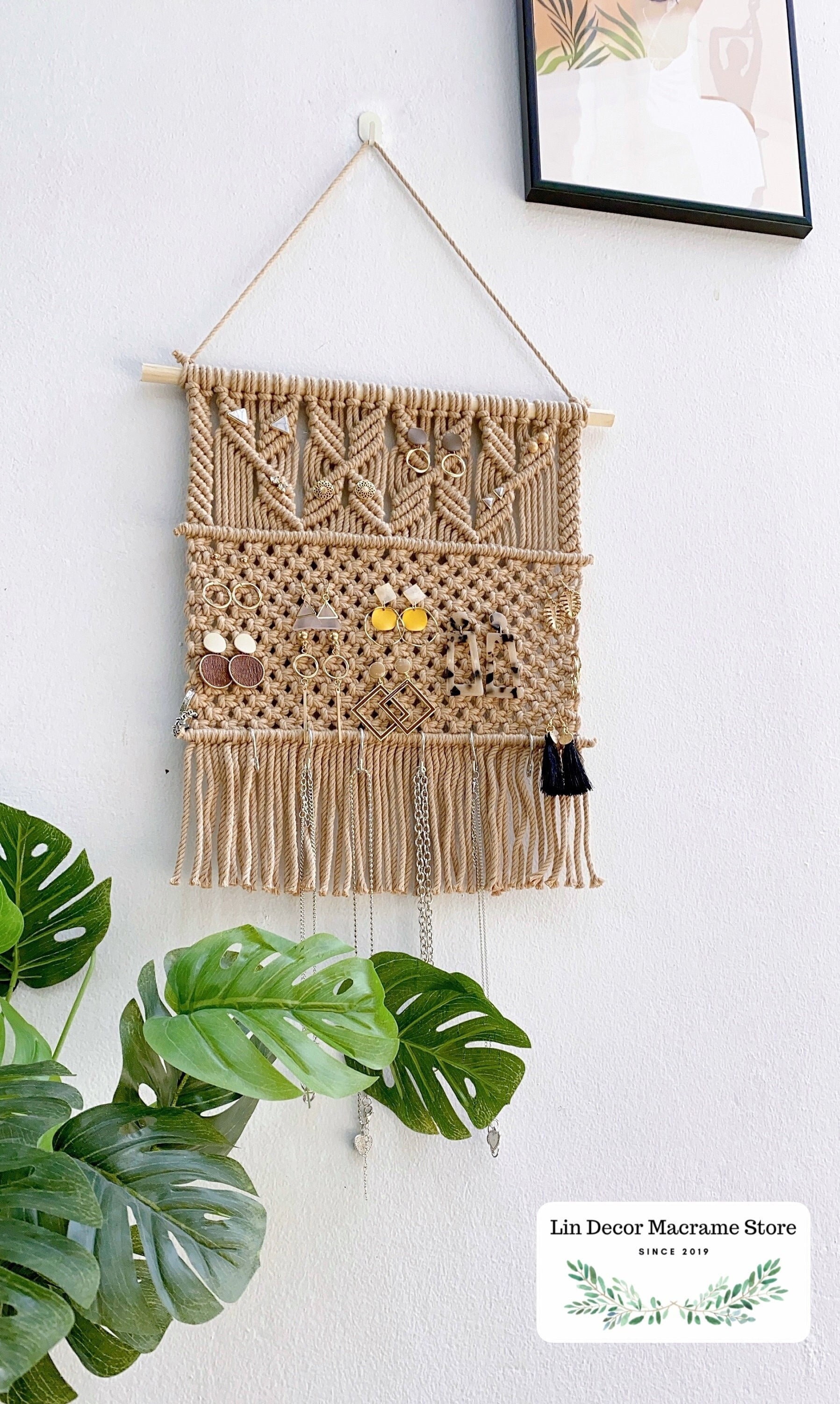 Macrame Hanging Book Shelf, Rustic Book Holder, Book Handmade