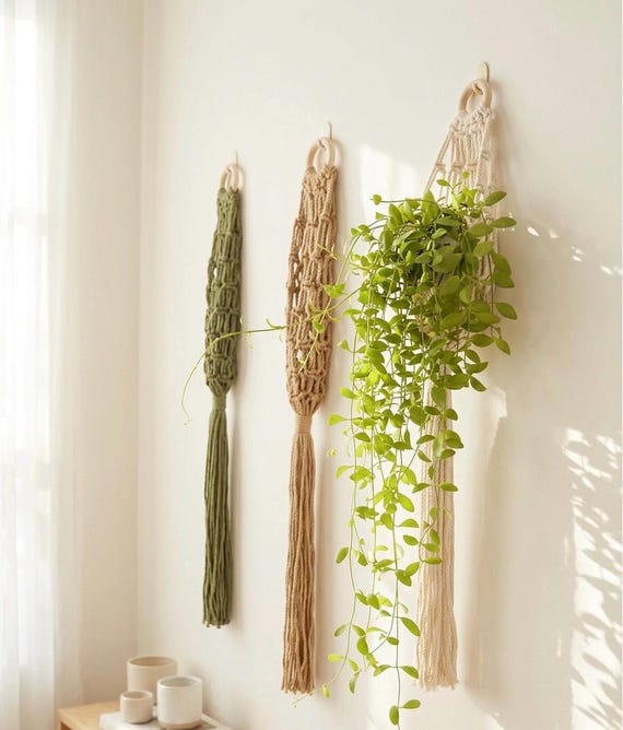 Macrame Plant Hanger With Tassel, Boho Indoor Wall Pot Holder, Plant Lover  Gifts - Etsy Denmark