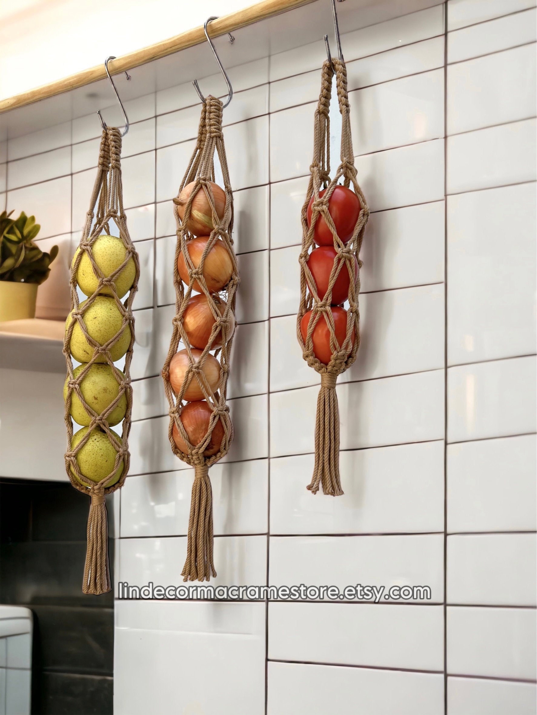 Macrame Onion and Vegetable Hanging Basket Hanging Fruit Basket Kitchen Fruit Storage Bag Wall Fruit Basket Boho Kitchen Storage Decor Etsy