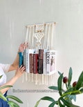 Owl Hanging Bookshelf, Macrame Book Holder, Owl Handmade Book Storage Organizer, Boho Hanging Bookshelf, Bohemian Wall Decor, New House Gift