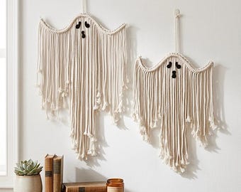 Macrame Ghost Wall Hanging: Spooky Halloween Decor, Gifts For Goths