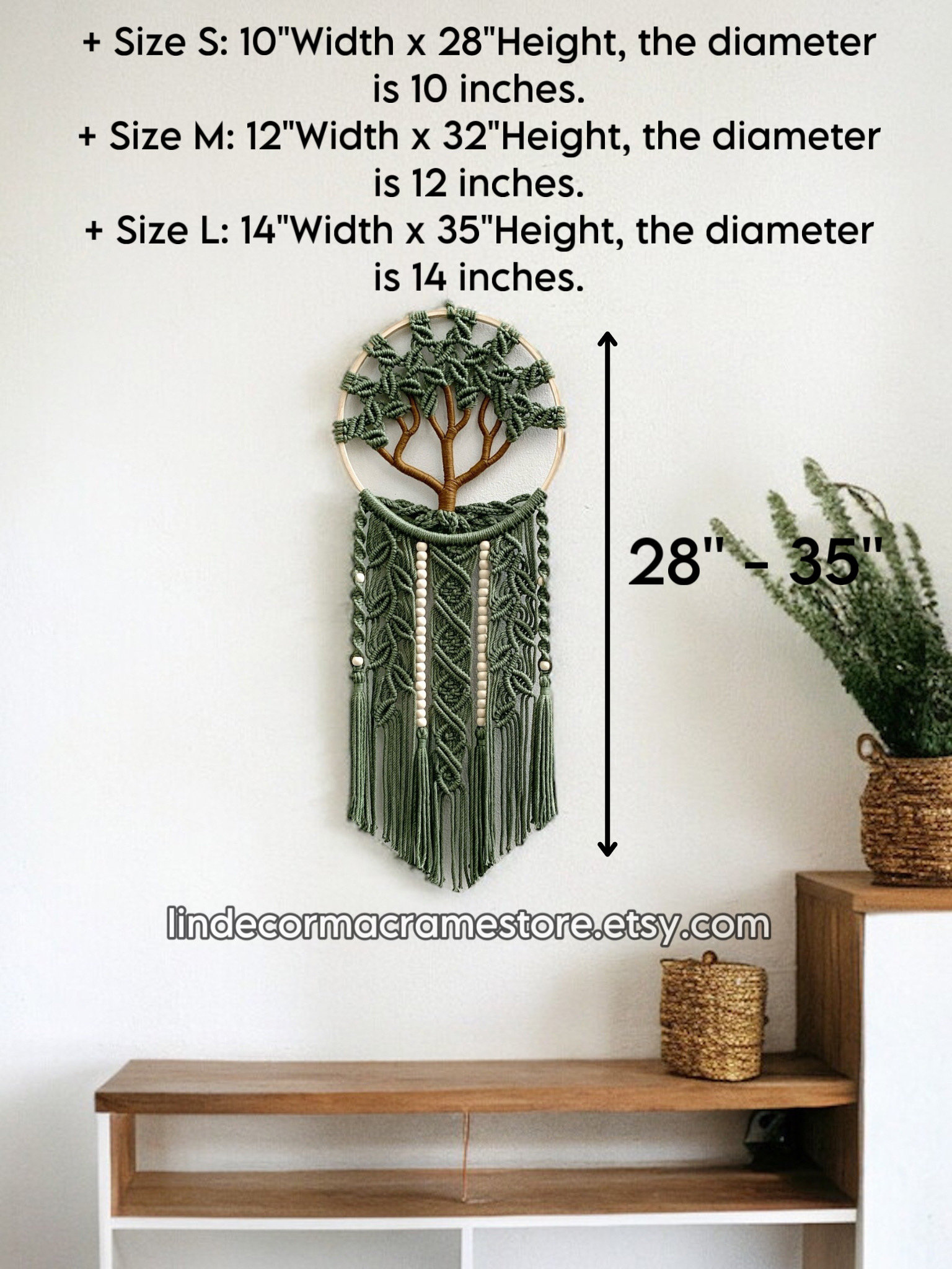 Large Macrame Tree of Life: Boho Green Leaves Wall Hanging - Etsy