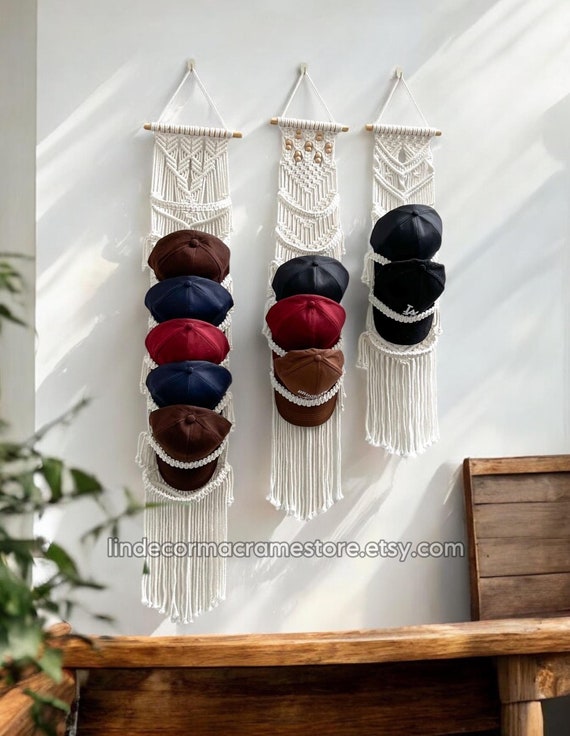 Macrame Baseball Cap Hanger Wall Hat Cap Display Rack Boho Hat Storage Handmade Baseball Hat Holder Gift for Him Fathers Day Gift Etsy