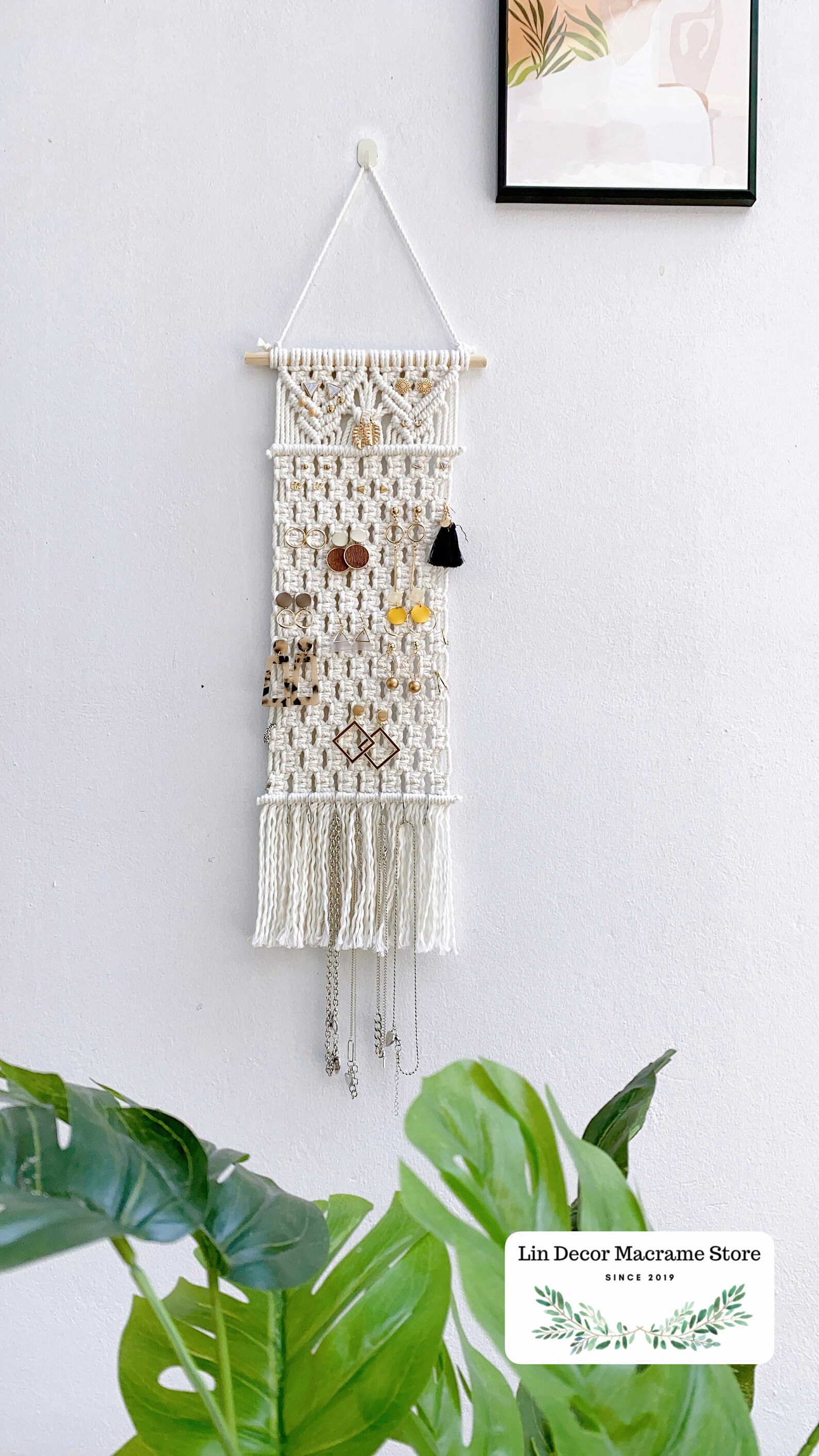 Macrame Earring Holder Handmade Jewelry Storage Earring Etsy