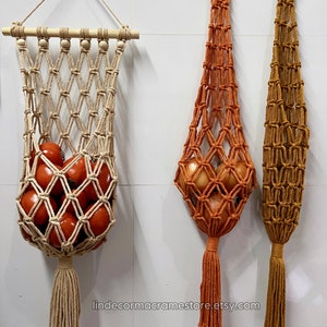 Boho Aardappel Ui Macrame Tas, Keukenopslag Groentezak, Hangende Fruitmand, Groenteopslag, Geweven Fruitmand, Cadeau voor moeder afbeelding 6