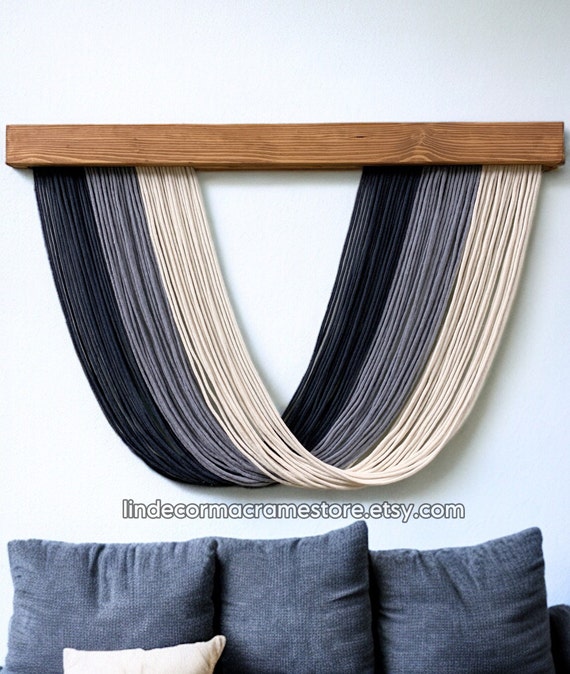 大型マクラメ壁掛け：ボヘミアン風糸タペストリー、モダンなファーム