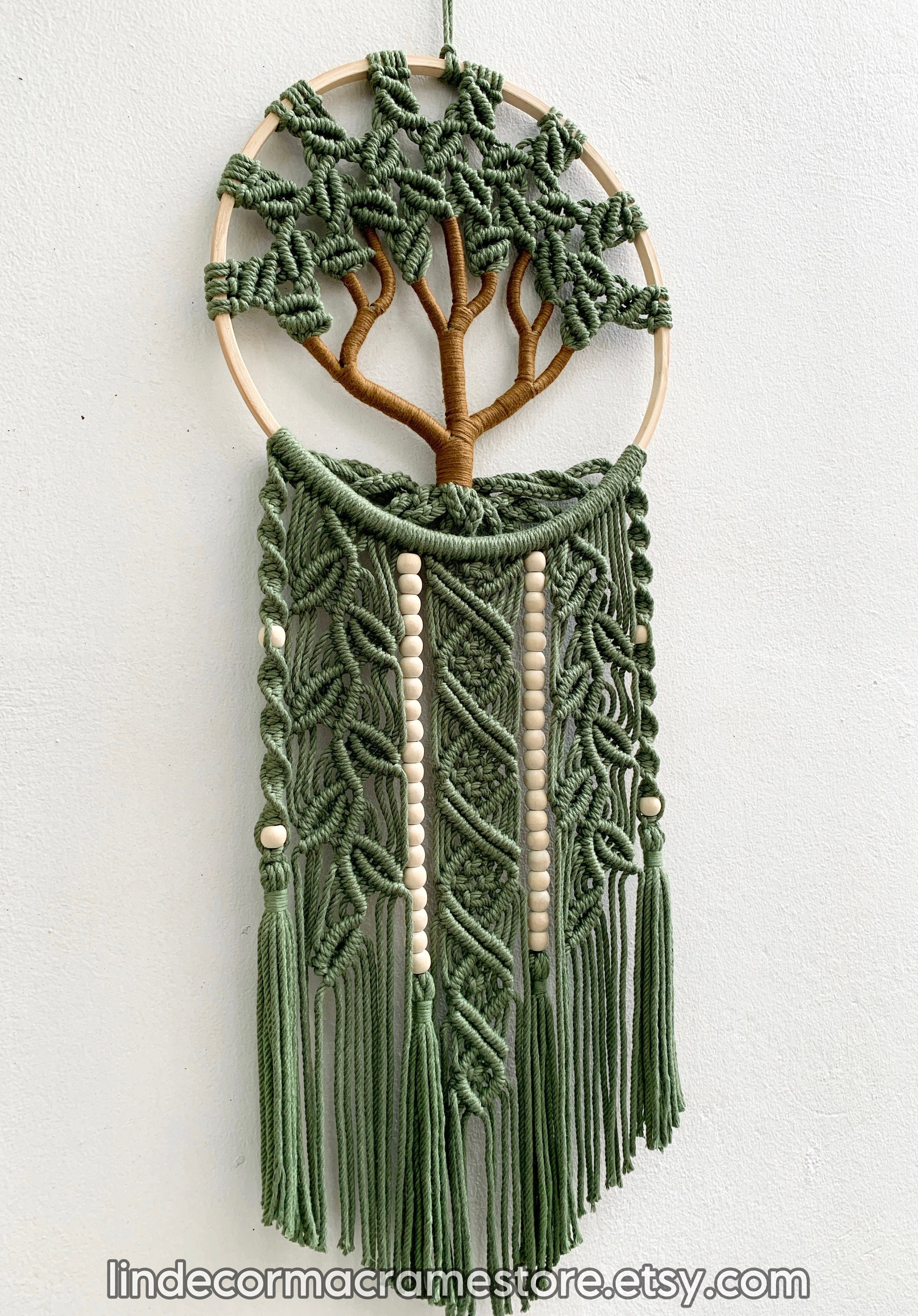 Large Macrame Tree of Life: Boho Green Leaves Wall Hanging - Etsy