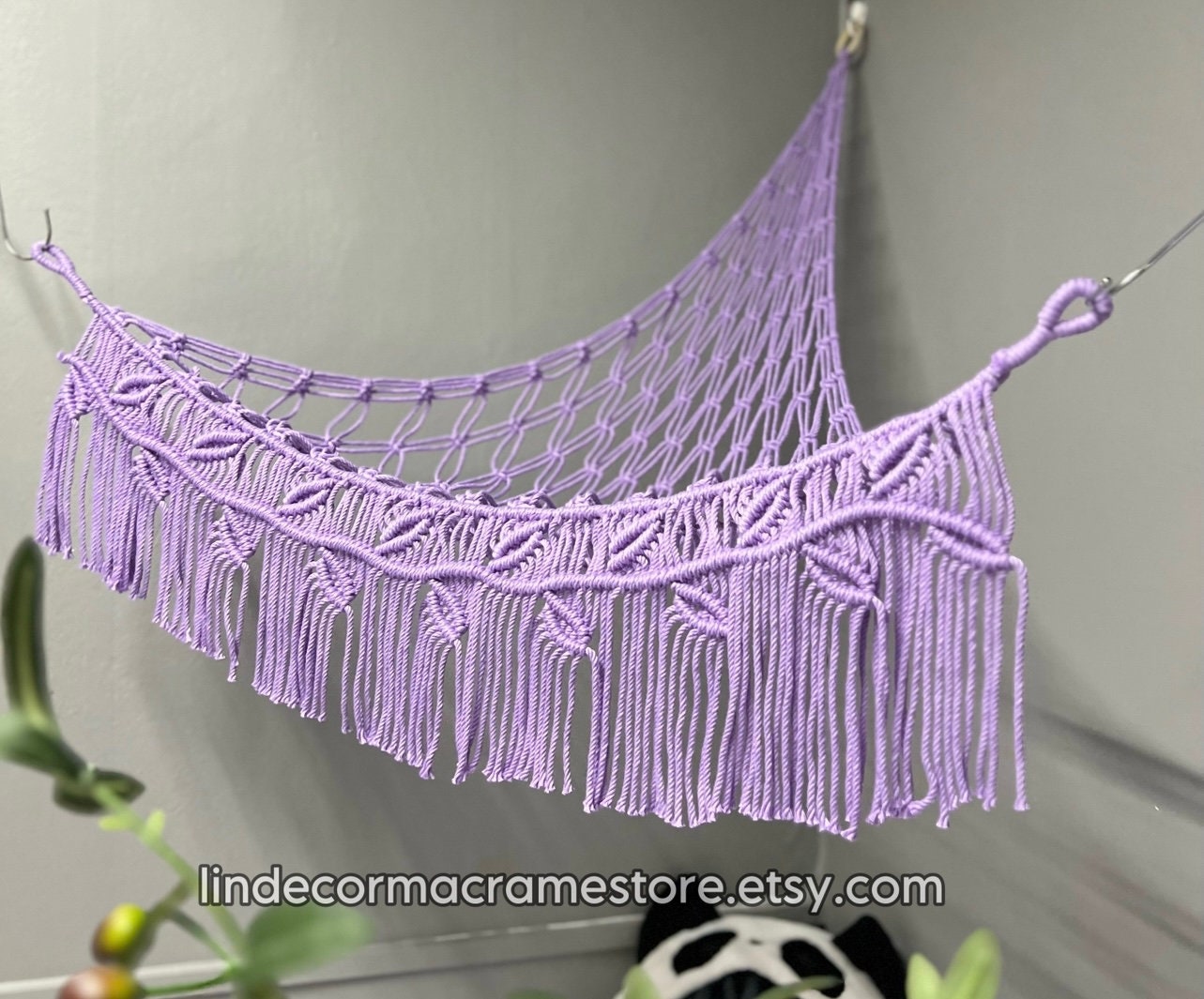 MAKEONEWO Grand filet ou hamac pour animaux en peluche – Support mural fait à la main macramé