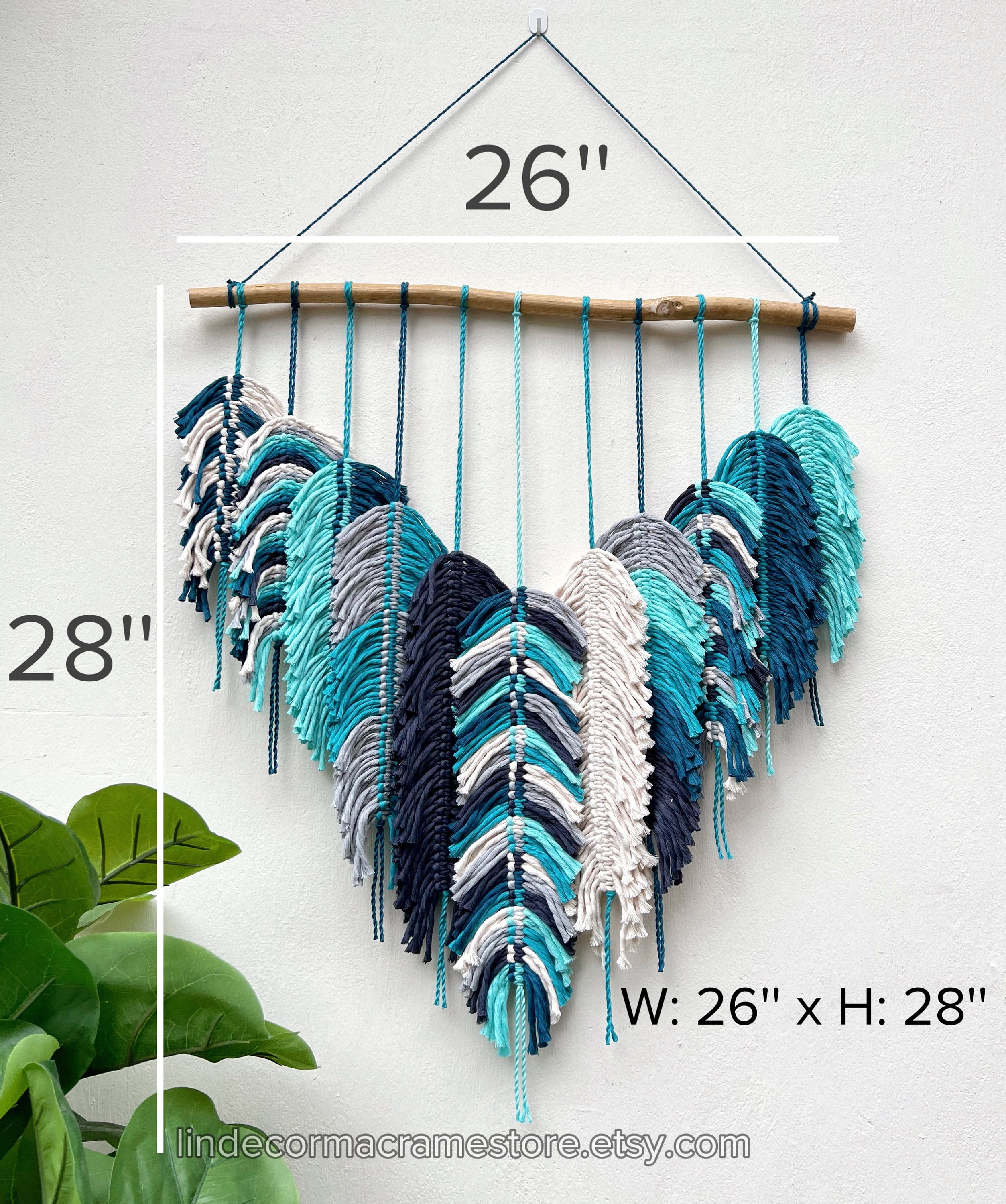 Handmade Macrame Feather Wall Hanging, Boho Home Decor - Etsy