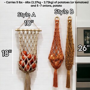 Boho Aardappel Ui Macrame Tas, Keukenopslag Groentezak, Hangende Fruitmand, Groenteopslag, Geweven Fruitmand, Cadeau voor moeder afbeelding 3