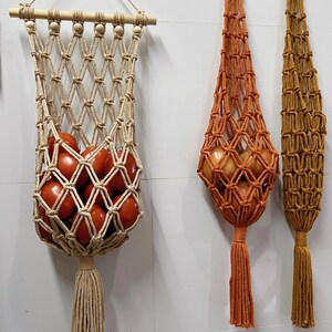 Boho Aardappel Ui Macrame Tas, Keukenopslag Groentezak, Hangende Fruitmand, Groenteopslag, Geweven Fruitmand, Cadeau voor moeder afbeelding 9