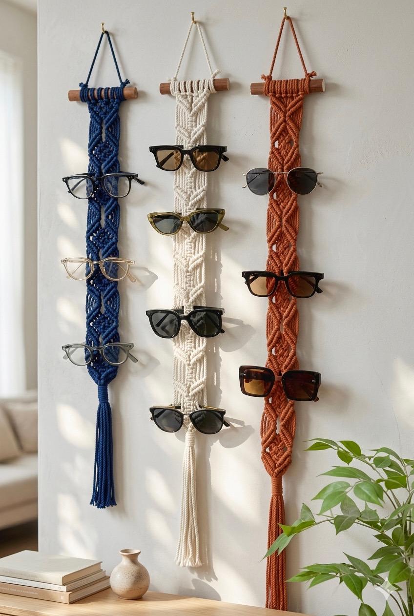 Handmade Sunglasses Holder, Wall Sunglasses Display, Hanging Eyeglass Organizer, Boho Eyeglass Storage, Gift For Him, Christmas Gift For Her