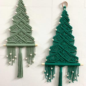 Macrame Christmas Tree With Beads, Pine Tree Wall Hanging Christmas ...