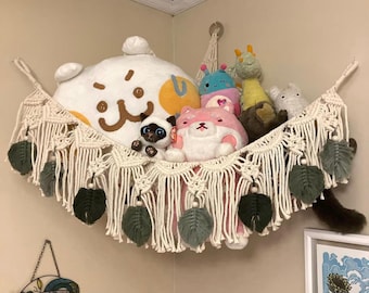 Macrame Stuffed Animal Toy Hammock, Boho Nursery Decor, Storage
