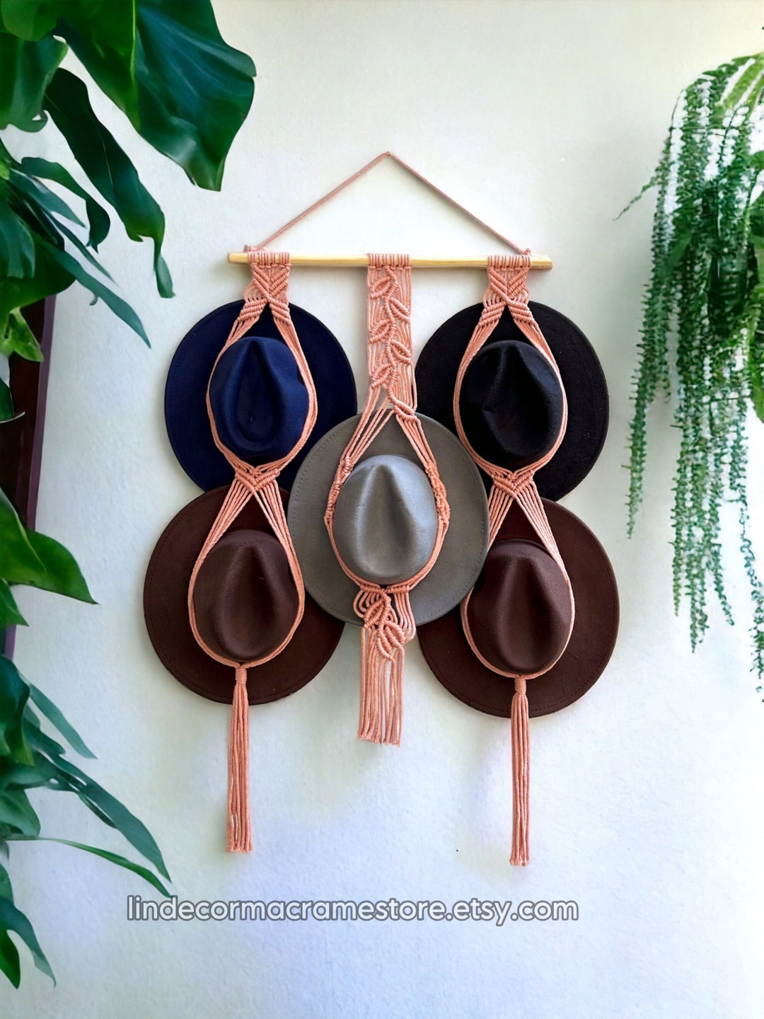Cowboy Hat Rack, Macrame Hat Display, Farmhouse Hat Hanger, Boho Hat ...