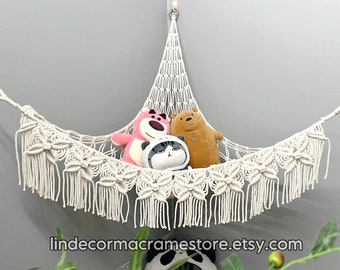 Handmade Macrame Stuffed Animal Hammock: Boho Kids Room Decor