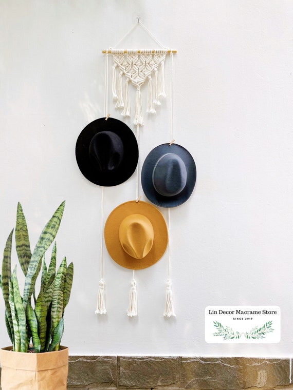 Porte-chapeau en macramé, style Boho, présentoir mural, style