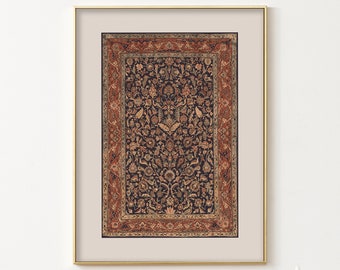 Persian Rug Simple / Art Print , Red , Brown , Ethnic Pattern , Printable Wall Art , Modern and Traditional , Digital Download , Wall Decor