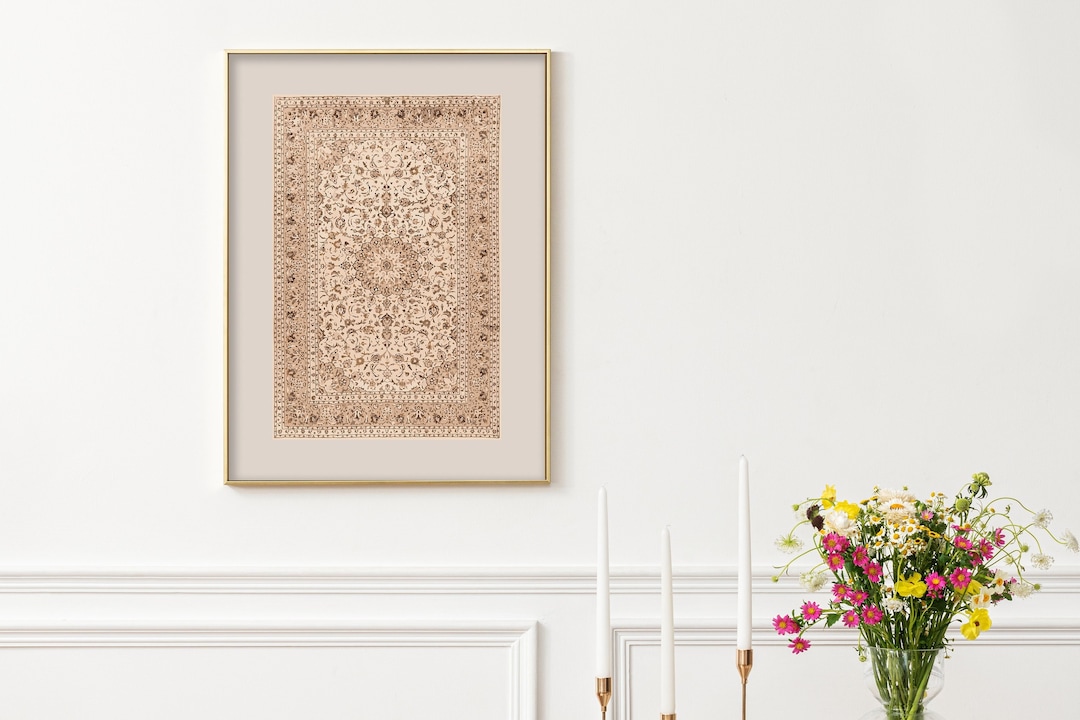 Art Print - Ethnic Pattern , Persian Rug , Red , Beige , Printable Wall ...