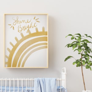 Shine Bright Rainbow Sunshine Nursery Wall Art Printable