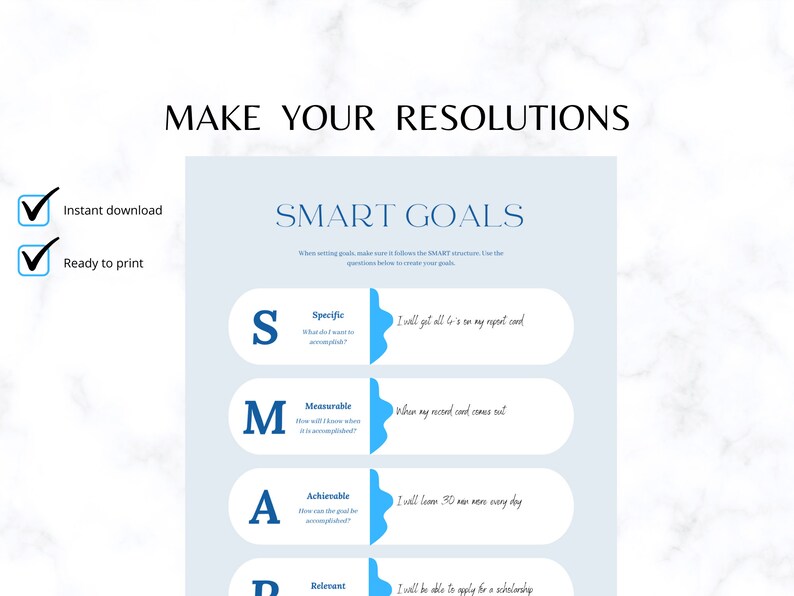 SMART Goals Template Goal Setting Printable Goal Planning - Etsy