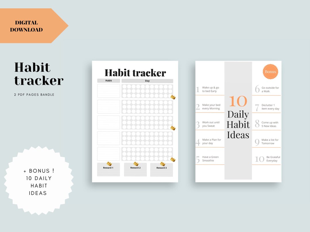 Daily Habit Tracker Printable Vertical Habit Tracker - Etsy