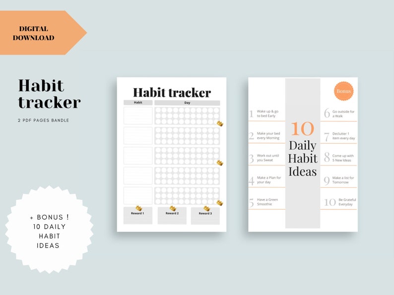 Daily Habit Tracker Printable Vertical Habit Tracker - Etsy