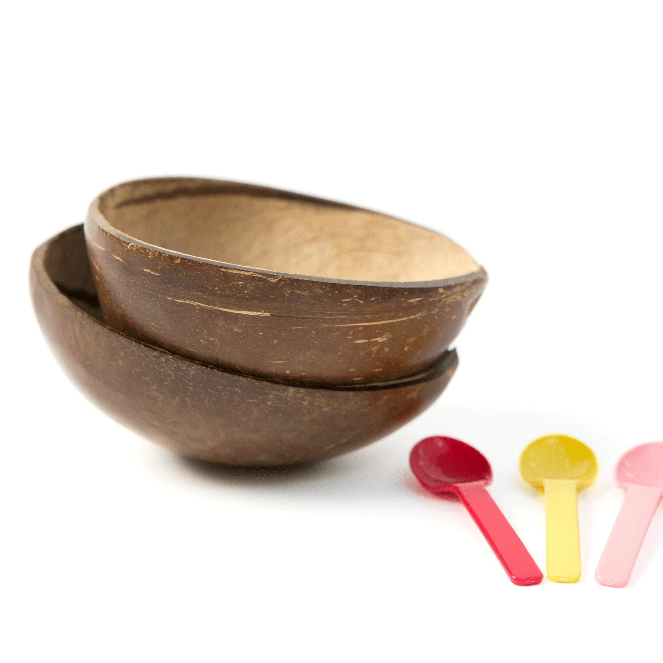 Polished Coconut Shell Bowls Pack of 2 Bowls Etsy