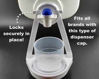 Laundry Detergent and Fabric Softener Drip Cup Holder, Fits all brands that use this very common spout, Locks in place.
