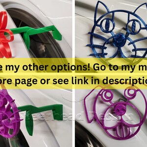 May include: Four 3D printed washer door handles. The handles are in the shape of a flower, a cat, a dog, and a pug. The handles are all different colors. See my other options! Go to my main store page or see link in description.