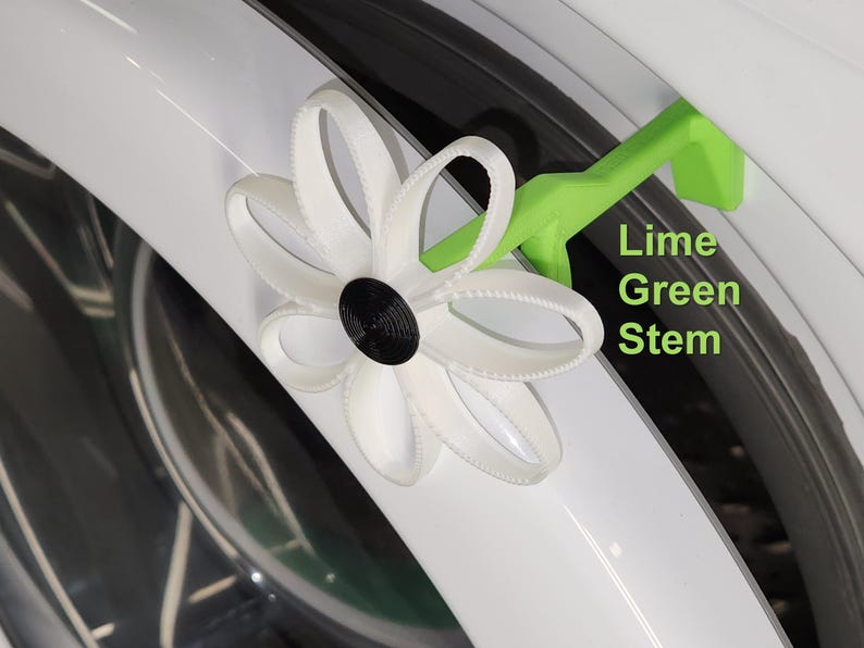 May include: A white flower-shaped object with a lime green stem. The stem has the text "Lime Green Stem" written on it.