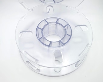 Reclaimed Empty 3D Printing Filament Spool, Clear Plastic