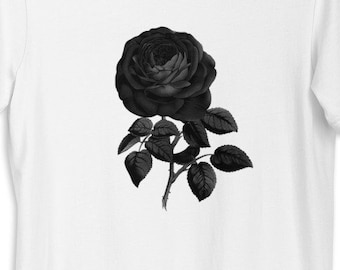 Alt Aesthetic Vintage Black Rose Flower T-Shirt, Goth Shirt, Alternative Gothic Clothes, Grunge Clothing, Flower Lovers Gift, Dark Art Tee