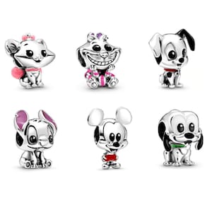 Disney Babies Aristocats Marie Cat Alice In Wonderland Cheshire Cat Lilo & Stitch Mickey Mouse 101 Dalmatians Patch Disney Pluto Dog Charms