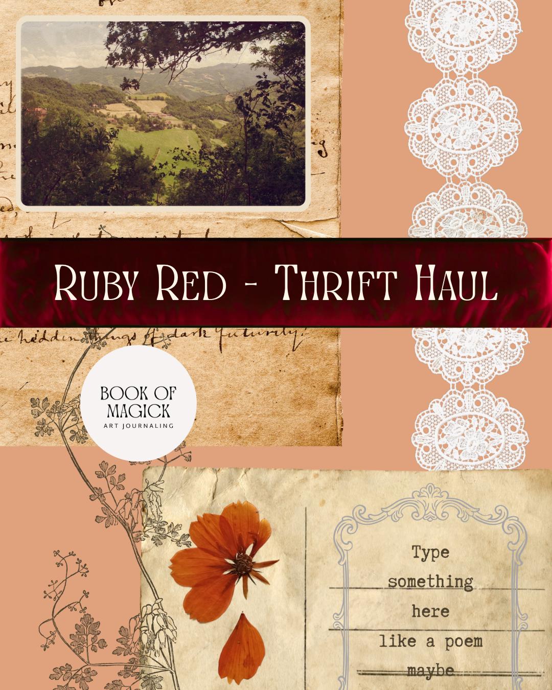 Ruby Red Collage Ruby Red Vintage Paper Ephemera | Art Journal Collage (digital Download ...