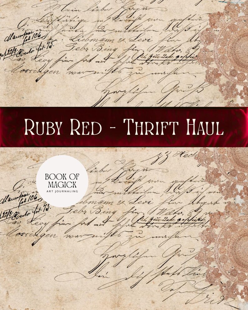 Ruby Red Collage Ruby Red Vintage Paper Ephemera | Art Journal Collage (digital Download ...