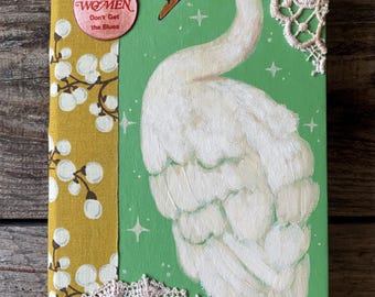 Art Journal, Swan, Hand Painted Cover
