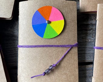 Pinwheel Journal, Handmade, Rainbow Pages, 3 x 4.5 inches